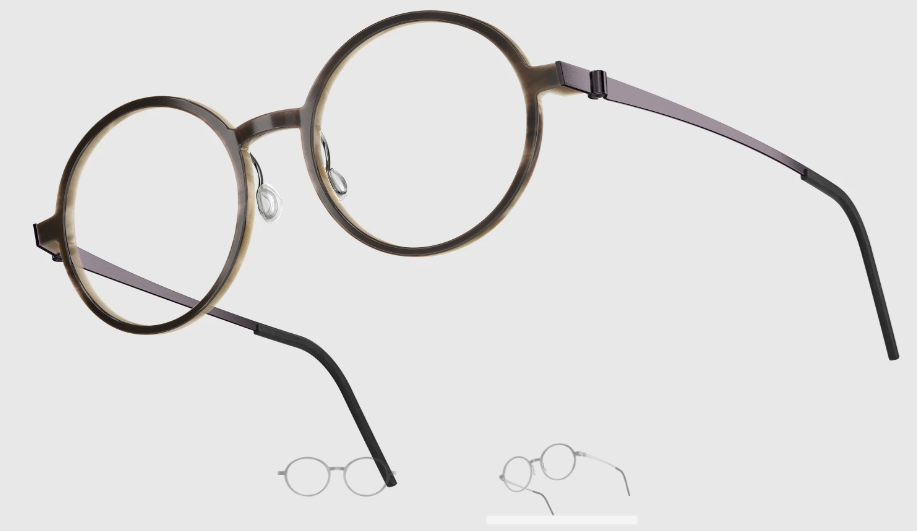 Lindberg Wood and Buffalo Titanium Round Eyeglasses