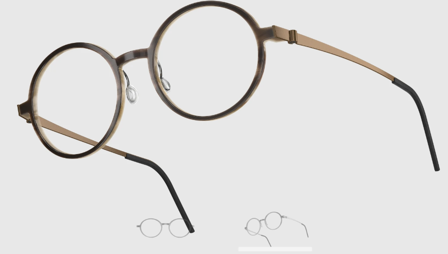 Lindberg Wood and Buffalo Titanium Round Eyeglasses