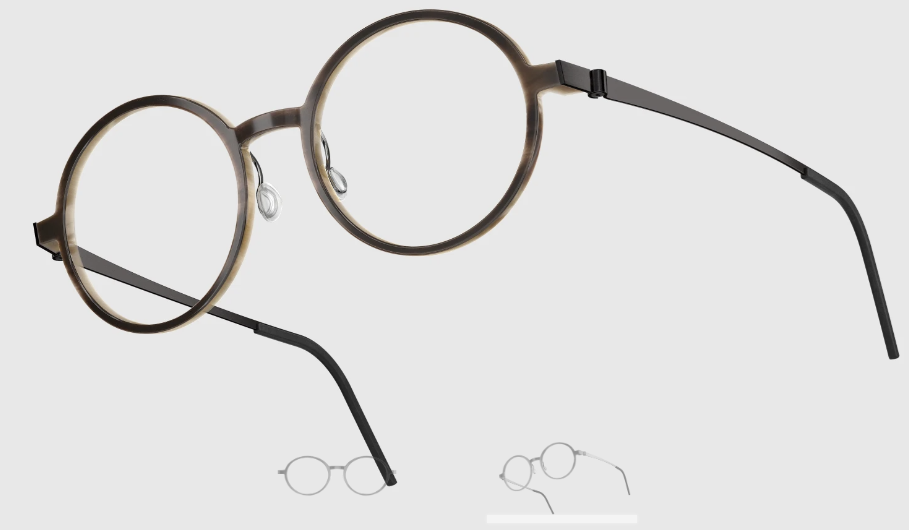 Lindberg Wood and Buffalo Titanium Round Eyeglasses