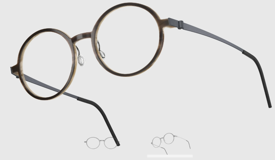 Lindberg Wood and Buffalo Titanium Round Eyeglasses