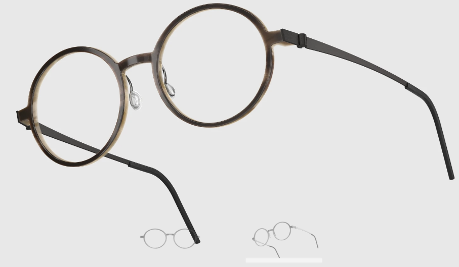 Lindberg Wood and Buffalo Titanium Round Eyeglasses