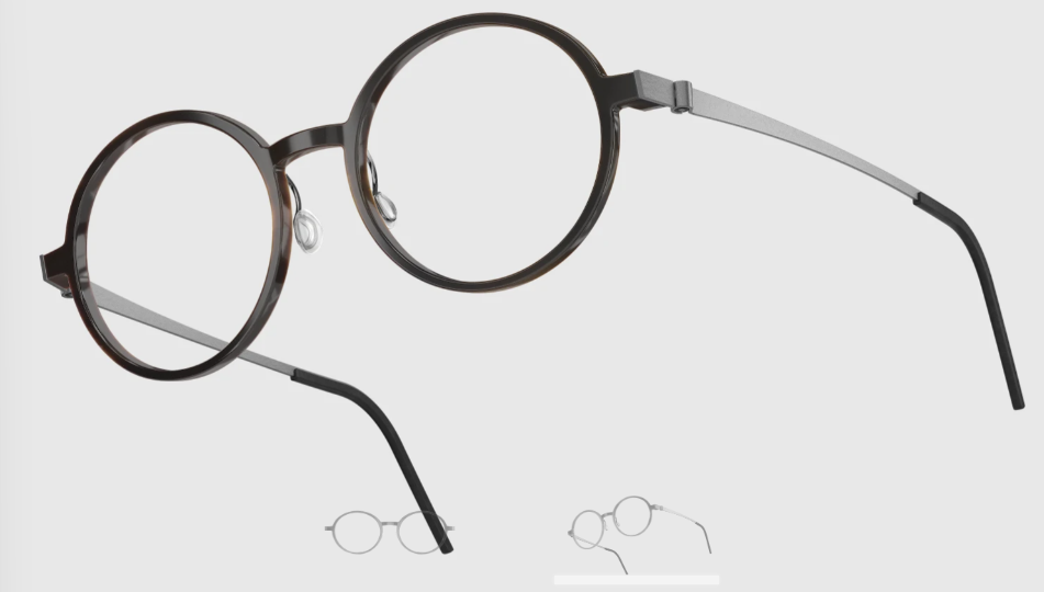 Lindberg Wood and Buffalo Titanium Round Eyeglasses