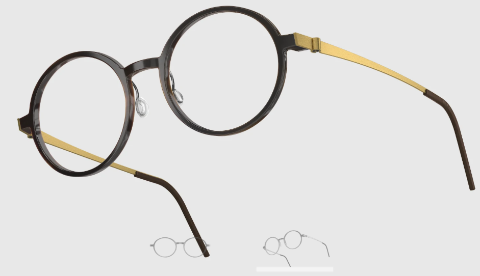 Lindberg Wood and Buffalo Titanium Round Eyeglasses