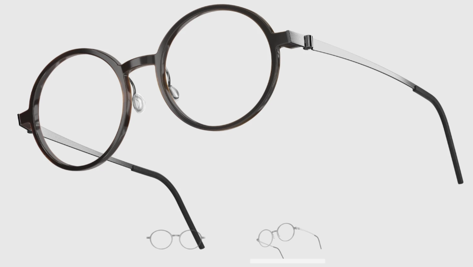 Lindberg Wood and Buffalo Titanium Round Eyeglasses