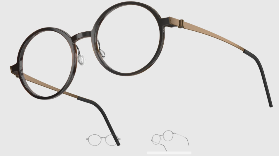 Lindberg Wood and Buffalo Titanium Round Eyeglasses