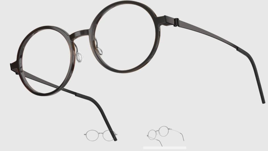 Lindberg Wood and Buffalo Titanium Round Eyeglasses