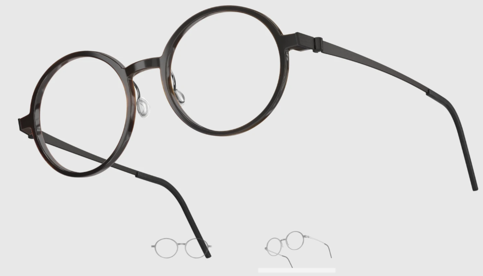 Lindberg Wood and Buffalo Titanium Round Eyeglasses