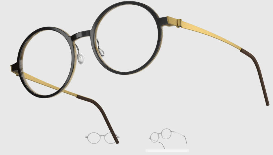 Lindberg Wood and Buffalo Titanium Round Eyeglasses