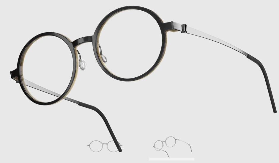 Lindberg Wood and Buffalo Titanium Round Eyeglasses