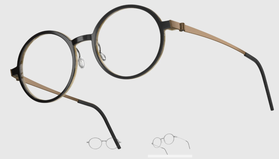 Lindberg Wood and Buffalo Titanium Round Eyeglasses