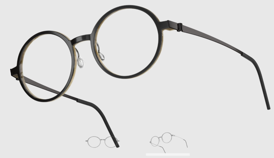 Lindberg Wood and Buffalo Titanium Round Eyeglasses