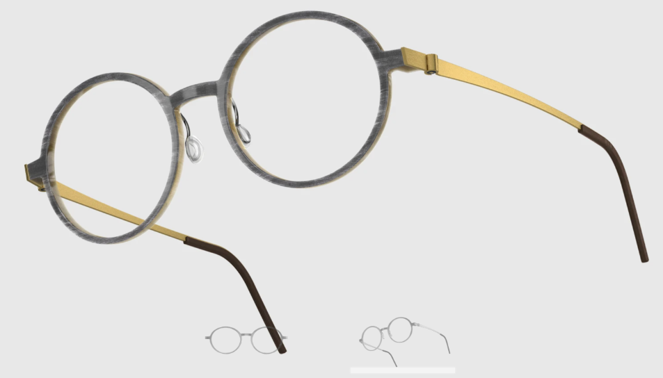 Lindberg Wood and Buffalo Titanium Round Eyeglasses