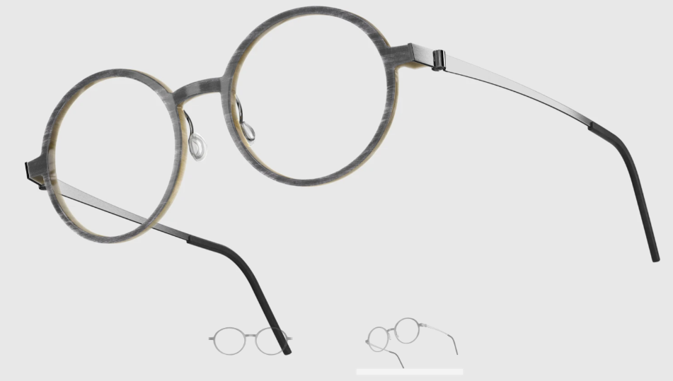 Lindberg Wood and Buffalo Titanium Round Eyeglasses