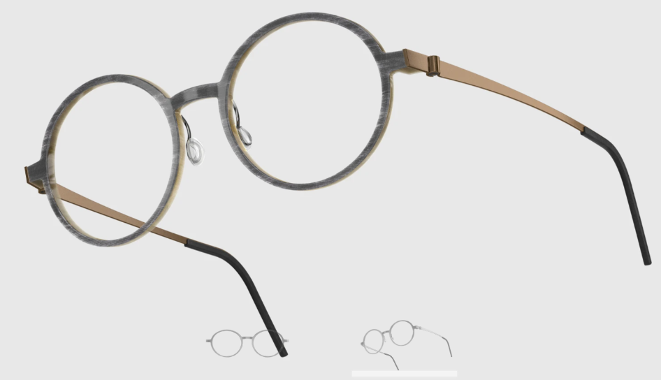 Lindberg Wood and Buffalo Titanium Round Eyeglasses