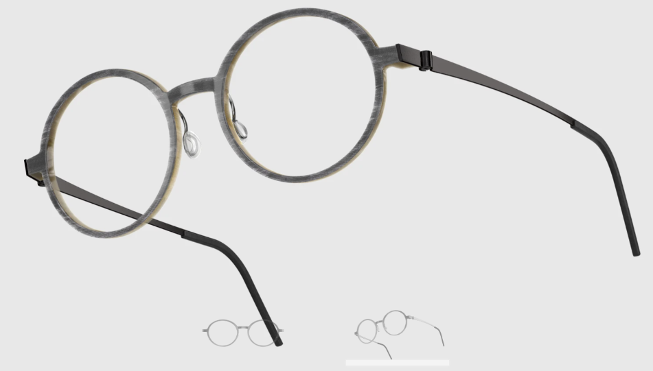 Lindberg Wood and Buffalo Titanium Round Eyeglasses