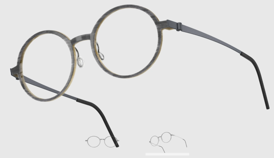 Lindberg Wood and Buffalo Titanium Round Eyeglasses