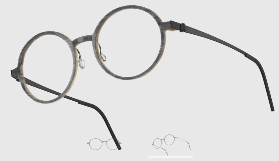 Lindberg Wood and Buffalo Titanium Round Eyeglasses