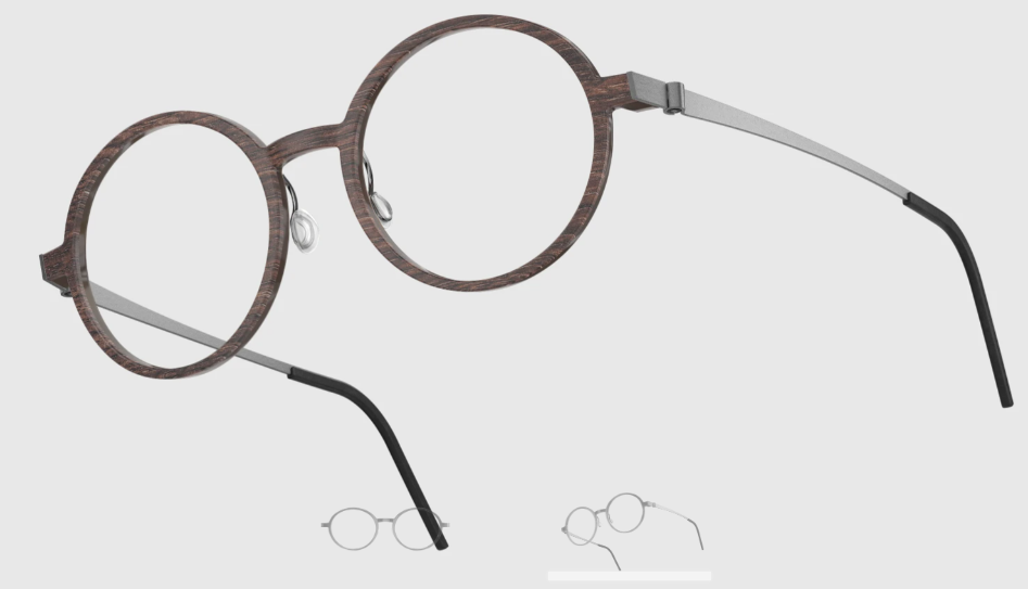 Lindberg Wood and Buffalo Titanium Round Eyeglasses