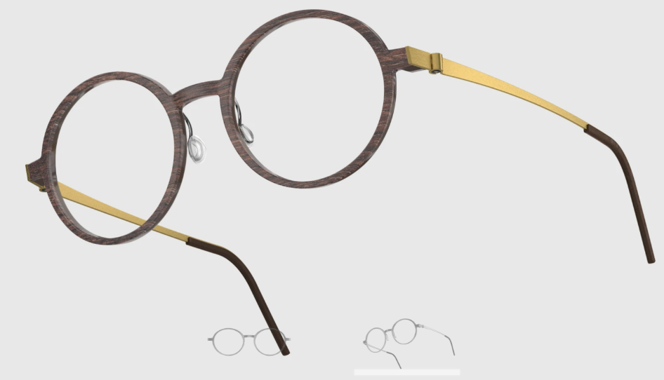 Lindberg Wood and Buffalo Titanium Round Eyeglasses