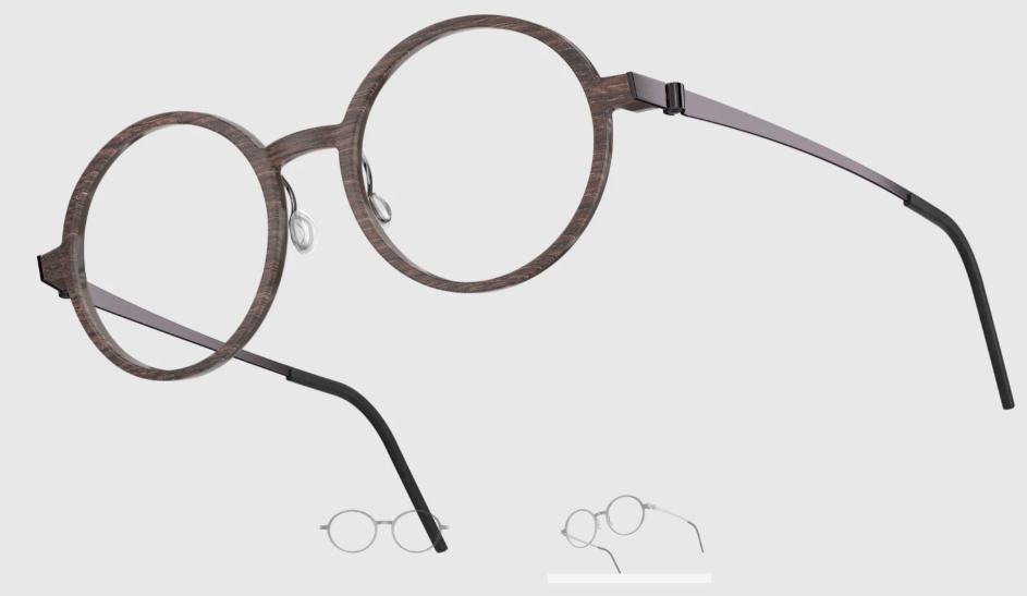 Lindberg Wood and Buffalo Titanium Round Eyeglasses