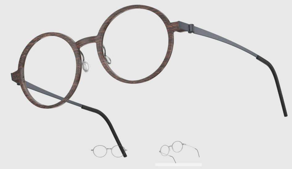 Lindberg Wood and Buffalo Titanium Round Eyeglasses