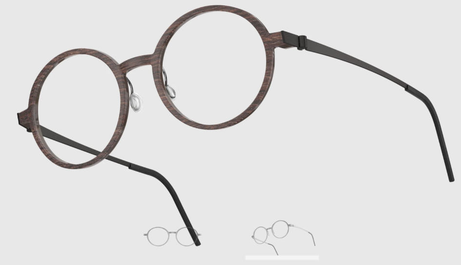 Lindberg Wood and Buffalo Titanium Round Eyeglasses