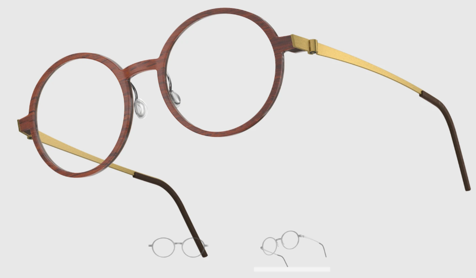 Lindberg Wood and Buffalo Titanium Round Eyeglasses