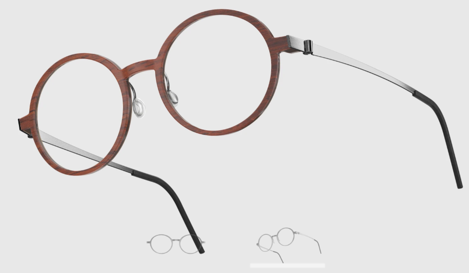 Lindberg Wood and Buffalo Titanium Round Eyeglasses