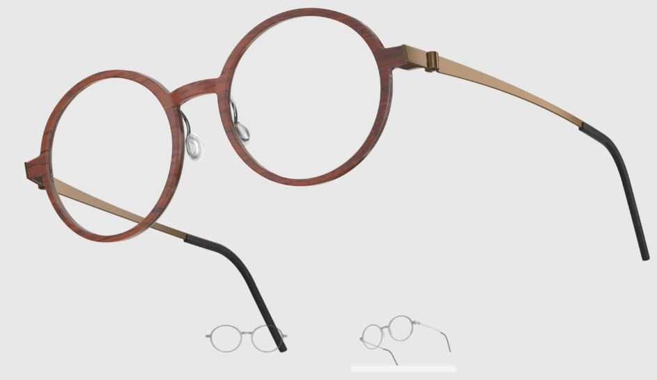 Lindberg Wood and Buffalo Titanium Round Eyeglasses