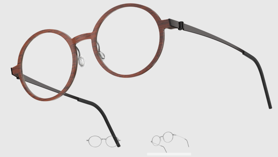 Lindberg Wood and Buffalo Titanium Round Eyeglasses