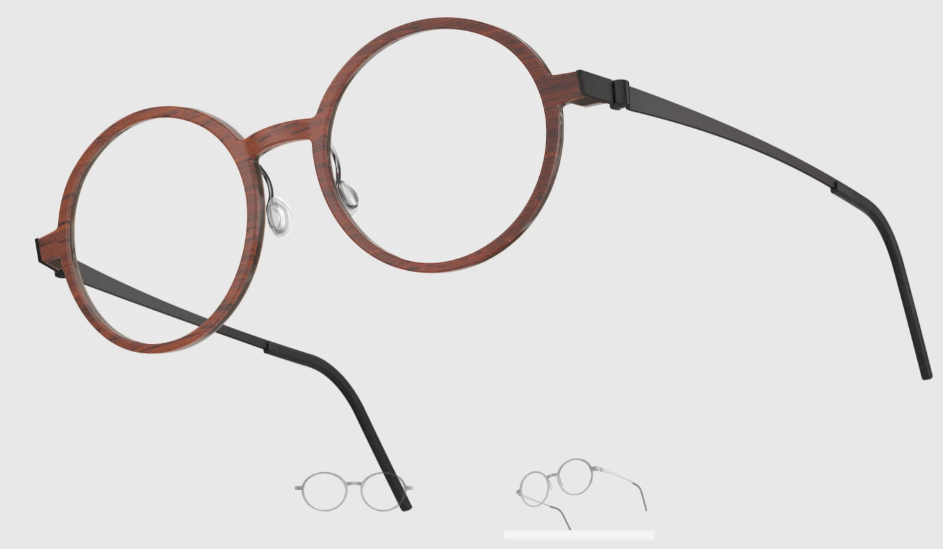 Lindberg Wood and Buffalo Titanium Round Eyeglasses