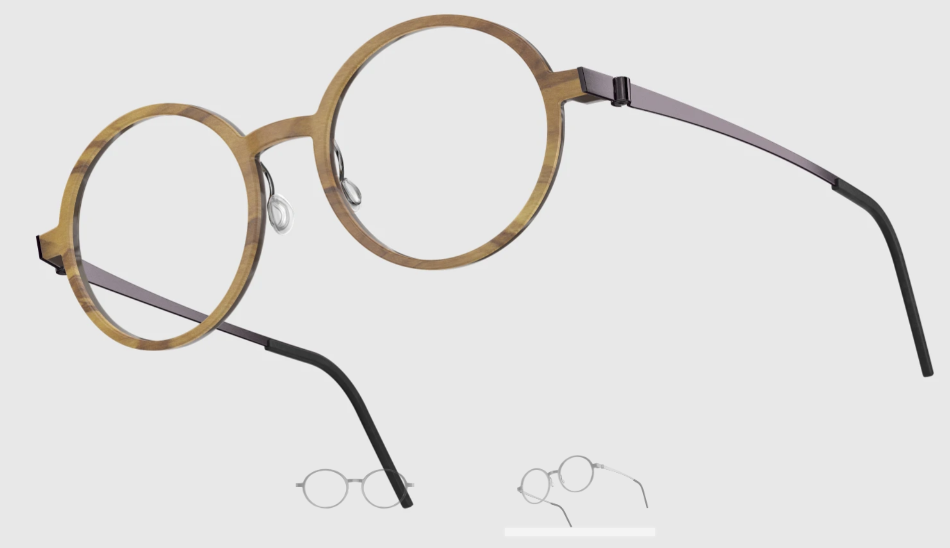 Lindberg Wood and Buffalo Titanium Round Eyeglasses