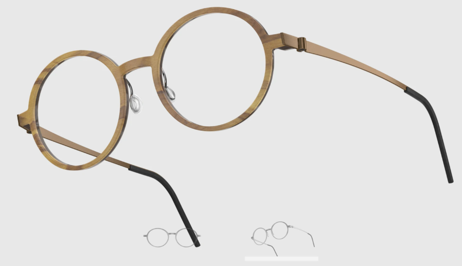 Lindberg Wood and Buffalo Titanium Round Eyeglasses