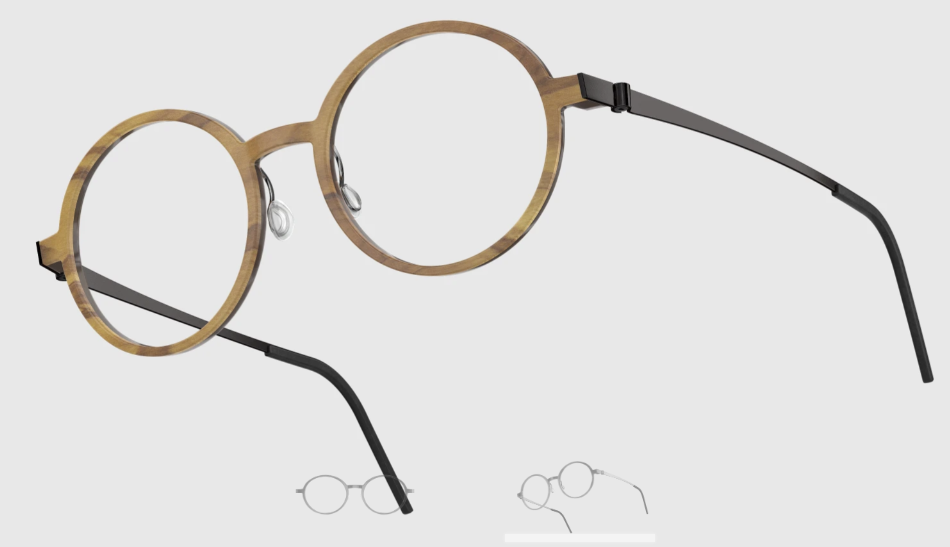 Lindberg Wood and Buffalo Titanium Round Eyeglasses