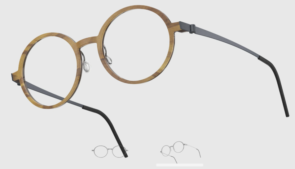 Lindberg Wood and Buffalo Titanium Round Eyeglasses