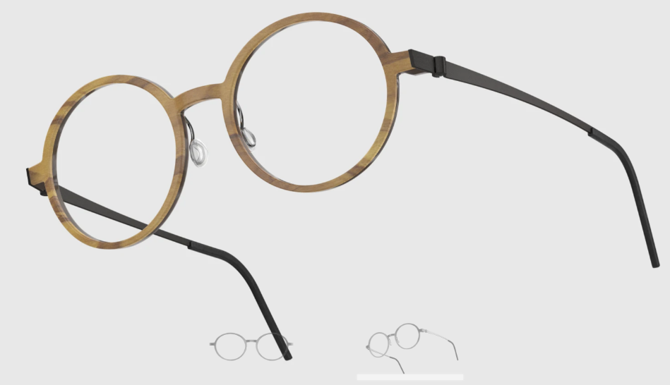 Lindberg Wood and Buffalo Titanium Round Eyeglasses