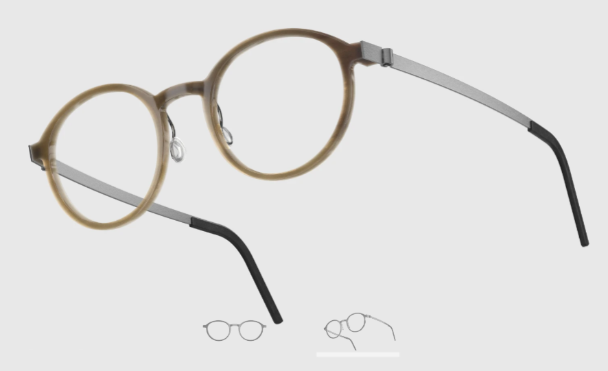 Lindberg Wood and Buffalo Titanium Round Eyeglasses