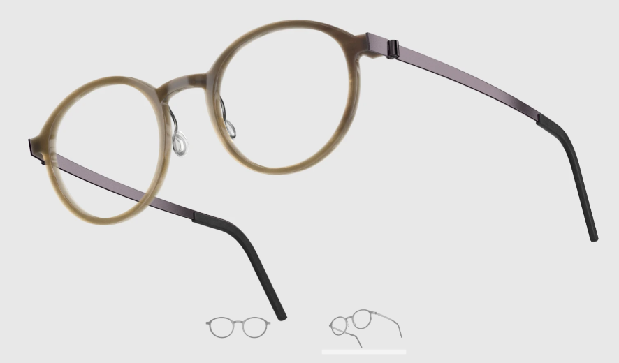 Lindberg Wood and Buffalo Titanium Round Eyeglasses