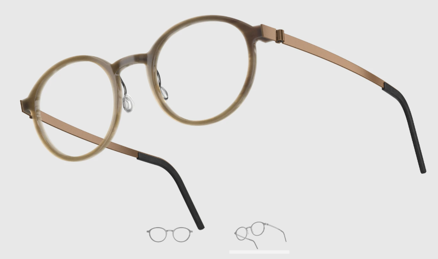 Lindberg Wood and Buffalo Titanium Round Eyeglasses