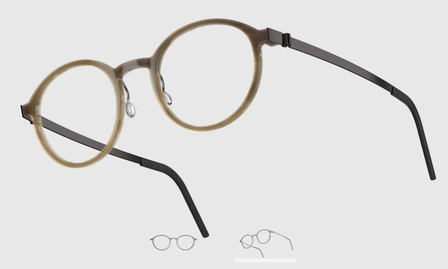 Lindberg Wood and Buffalo Titanium Round Eyeglasses