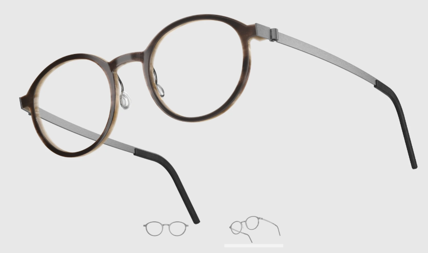 Lindberg Wood and Buffalo Titanium Round Eyeglasses