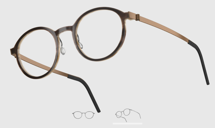 Lindberg Wood and Buffalo Titanium Round Eyeglasses