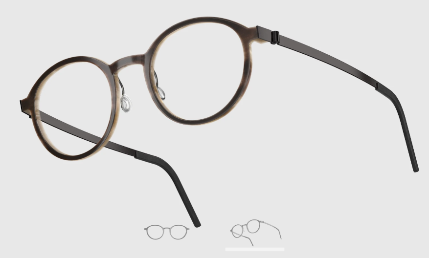 Lindberg Wood and Buffalo Titanium Round Eyeglasses