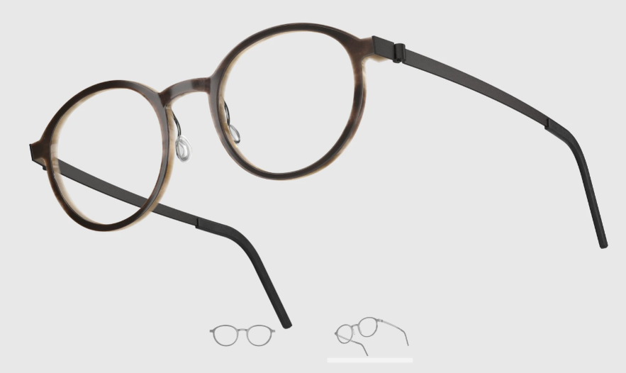 Lindberg Wood and Buffalo Titanium Round Eyeglasses