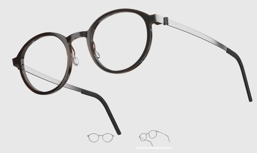 Lindberg Wood and Buffalo Titanium Round Eyeglasses