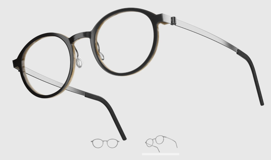 Lindberg Wood and Buffalo Titanium Round Eyeglasses