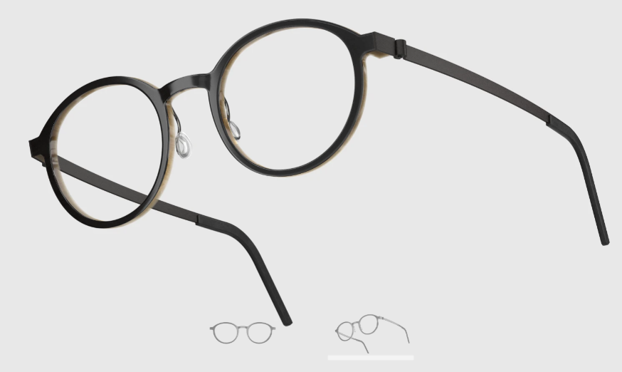 Lindberg Wood and Buffalo Titanium Round Eyeglasses