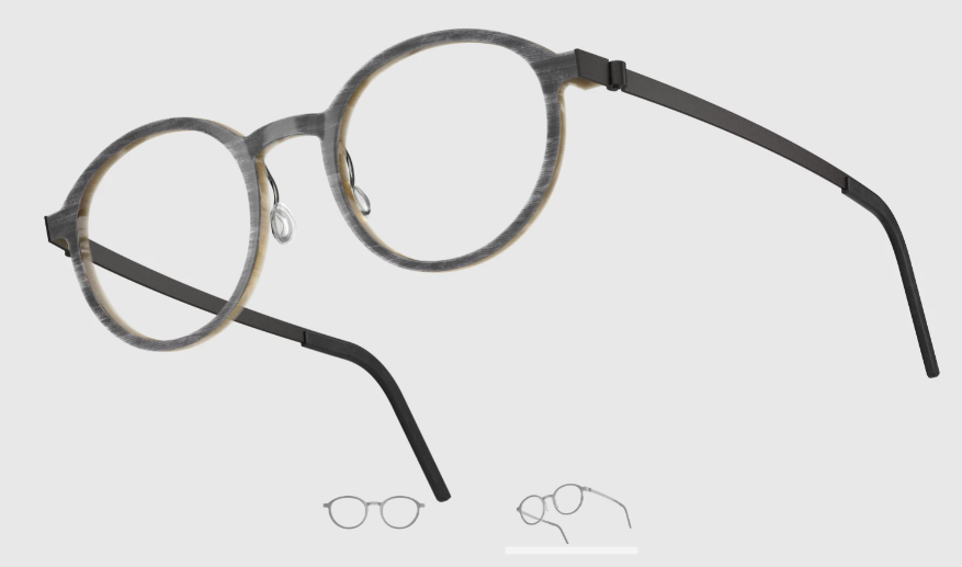 Lindberg Wood and Buffalo Titanium Round Eyeglasses