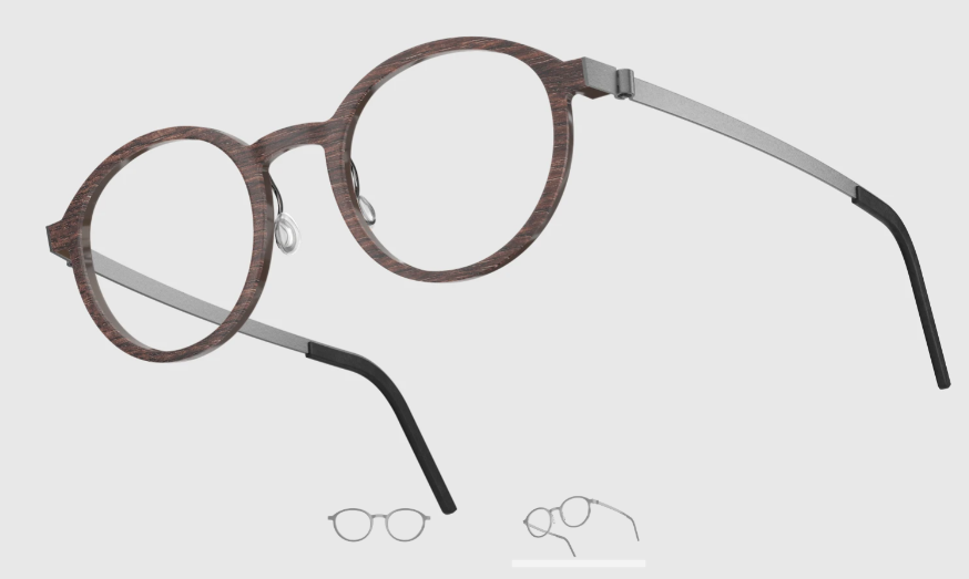 Lindberg Wood and Buffalo Titanium Round Eyeglasses