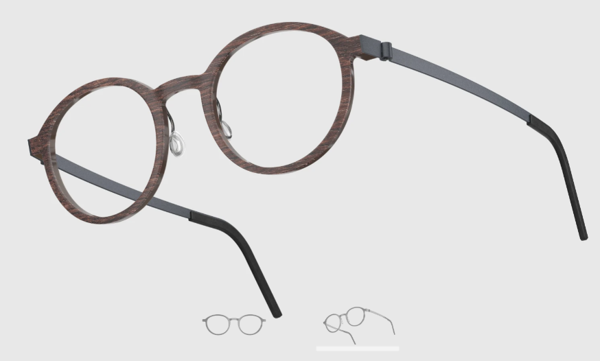 Lindberg Wood and Buffalo Titanium Round Eyeglasses